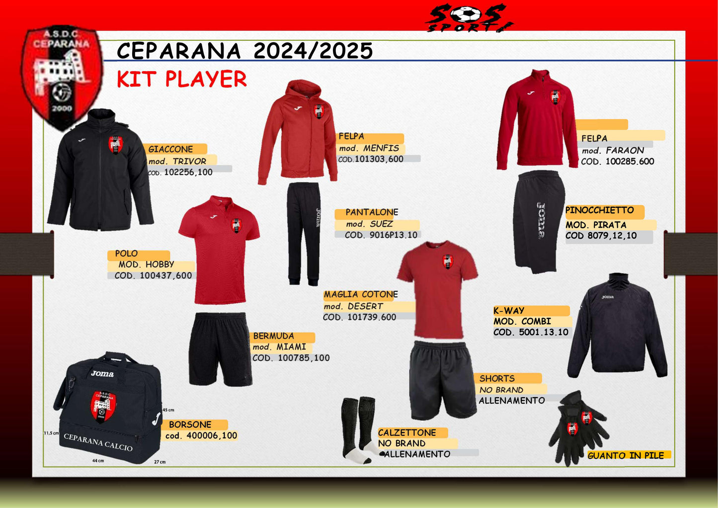 KIT COMPLETO CEPARANA CALCIO 2024/2025